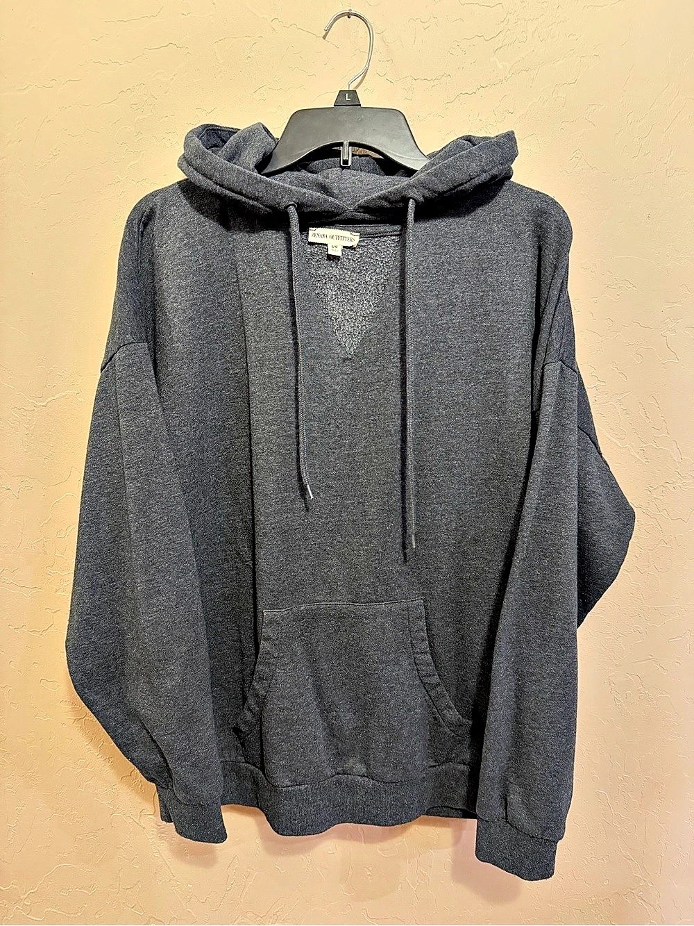Zenana Outfitters Charcoal Gray V-Cutout Oversized Hoodie Sweatshirt Size Small